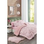 Çift Kişilik Çift Taraflı Welsoft Yorgan Seti | Wellsoft Battaniye | Pofuduk Yumuşak | Bahar - Pembe - 195 x 215 cm