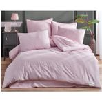 Çift Kişilik Çizgili %100 Pamuk Saten 4 Parça Nevresim Takımı - Pembe - 240 x 260 cm