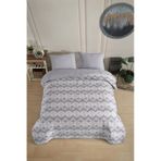 Çift Kişilik Desenli Kapitone Çift Taraflı Renkli Pike Yatak Örtüsü Takımı 200x230 Cm Çarşafsız Gri