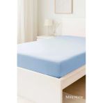 Çift Kişilik Düz Penye %100 Pamuklu Lastikli Çarşaf 180X200 Newsheet Mavi