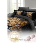 Çift Kişilik ( Lastikli Çarşaflı ) %100 Pamuk Saten Nevresim Takımı Leopard