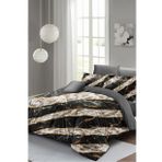 Çift Kişilik ( Lastikli Çarşaflı ) %100 Pamuk Saten Nevresim Takımı Zebra Marble