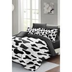 Çift Kişilik Lastikli Çarşaflı Pamuk Saten Cow Nevresim Takımı - Foster - 220 x 220 cm