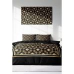 Çift Kişilik Lastikli Çarşaflı Pamuk Saten Gold Deco Nevresim Takımı - Foster - 220 x 220 cm