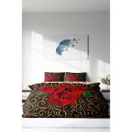 Çift Kişilik Lastikli Çarşaflı Pamuk Saten Gold & Roses Nevresim Takımı - Foster - 220 x 220 cm