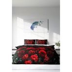 Çift Kişilik Lastikli Çarşaflı Pamuk Saten Red Black Roses Nevresim Takımı - Foster - 220 x 220 cm