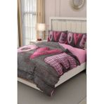 Çift Kişilik Lastikli Çarşaflı Sevgililer Günü % 100 Pamuk Saten 3D Aşkımm Nevresim Takımı - Foster - 220 x 220 cm