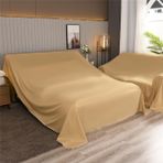 Çift Kişilik Mobilya Toz Örtüsü ve Yatak Koruyucu - Kanepeler için Nefes Alabilir Düz Yatak Çarşafları Yıkanabilir Yeniden Kullanılabilir Damla Bezi Büyük 240 x 300 cm Deve Rengi