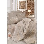 Çift Kişilik Nevresim Takımı Pamuklu Bej Bahar - 200 x 220 cm