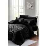Çift Kişilik Nevresim Takımı Sık Dokuma Pamuk Saten 3d Özel Tasarım Black Leopar