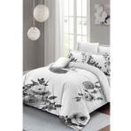 Çift Kişilik Nevresim Takımı Sık Dokuma Pamuk Saten 3d Özel Tasarım Black White Flower