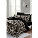 Çift Kişilik Nevresim Takımı Sık Dokuma Pamuk Saten 3d Özel Tasarım Black Zebra
