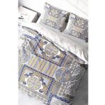 Çift Kişilik Nevresim Takımı Sık Dokuma Pamuk Saten 3d Özel Tasarım Blue Patchwork