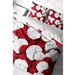 Çift Kişilik Nevresim Takımı Sık Dokuma Pamuk Saten 3d Özel Tasarım White & Red