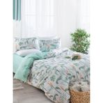 Çift Kişilik Pamuklu Nevresim Takımı 4 Parça – Florea Desen – Yeşil / Yumuşak Dokulu - 200 x 220 cm