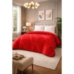 Çift Kişilik Premium Bunny Battaniye Harika Renk Seçenekleri 220X240 cm - Kırmızı - 220 x 240 cm