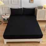 Çift Kişilik Ranforce Lastikli Çarşaf + 2 Yastık Kılıfı 180x200 siyah