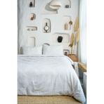 Çift Kişilik Saten Çizgili Nevresim Takımı - Beyaz - 200 x 230 cm