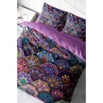 Çift Kişilik Sık Dokuma Pamuk Saten 3D Özel Tasarım Ethnic Purple Nevresim Takımı - Foster - 220 x 220 cm