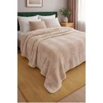 Çift Kişilik Wellsoft Battaniye 200x220 cm Jakarlı Yumuşak - Dekoratif Kullanım Kahverengi