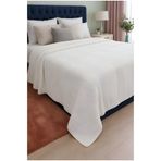 Çift Kişilik Wellsoft Battaniye 200x220 cm Jakarlı Yumuşak - Dekoratif Kullanım Krem