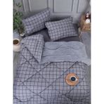 Çift Kişilik Welsoft Kare Desenli Gri/antrasit Yorgan Seti Battaniye - Yorgan ve Yastık Kılıflı - 195 x 215 cm