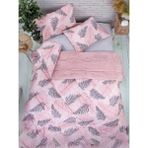 Çift Kişilik Welsoft Yaprak Desenli Pembe Yorgan Seti Battaniye - Yorgan ve Yastık Kılıflı - 195 x 215 cm