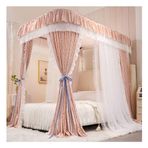 Çift kişilik yatak için bu cibinlik (Y 2,1 m) romantik prenses odaları ve yatak odaları için idealdir ve montajı kolaydır (Renk: Pembe-2, Boyut: 180 x 220 cm / 71 x 8