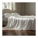 Çift Kişilik Yatak için Lüks İpek Nevresim Takımı, Yumuşak ve Canlandırıcı Saten Üst Çarşaf, 170x230cm, Çiftler için Mükemmel, Beyaz Renk, Rahat Yatak Temelleri