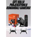 Çift Kollu Game Box Projeksiyon Cihazı Kumandalı Android Tv Dahili Hoparlör - 1. Kol Oyun Konsolu - Ahşap