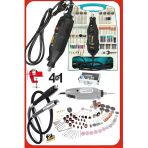 Çift Makine 500 Watt 362 Parça Hobi Gravür Oyma Taşlama Zımpara Gravür Seti + Mengene Hediyeli 4In1