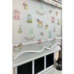 Cift Mekanizmali Desenli Tul Stor Perde Cocuk Odasi Baski Stb-109 Beyaz 120 X 260