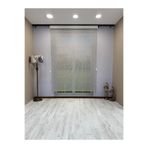 Çift Mekanizmalı Gri Çizgili Desenli Tül ve Beyaz Stor Perde - İthal Mat Polyester 180 x 200