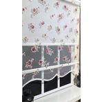 Çift Mekanizmalı St 045 Ekru 40 X 200 Çiçekli Tül Stor ve Ekru Stor Perde