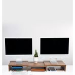 Çift Monitör Standı Ekran Yükseltici Koyu Renk Bilgisayar Masaüstü Düzenleyici Organizer