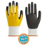 Çift Nitril Polyester Double Nitril İş Güvenlik İnşaat Eldiveni (Sarı-Siyah) No:9 L Beden