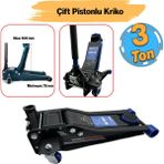 Çift Pistonlu Alçak Şase Profil Kriko 3 Ton Oto Araç Araba Kaldırma Sabitleme Kollu 505 Mm