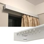 Çift raylı modern karartma perdesi, dekoratif alüminyum kutu, tavan/duvar montajı için, 2,1 m (6,9 ft) pencere dekorasyonu