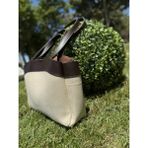 Çift Saplı Kadın Kanvas Tote Shopper Çanta - Kahverengi