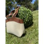 Çift Saplı Kadın Kanvas Tote Shopper Çanta - Taba