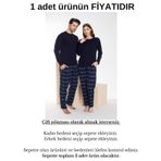 Çift Sevgili Kombin Olabilen Lacivert Mavi Ekose Desen Modal Uzun Kol Pijama Takımı-Tek Ürün Fiyatı-
