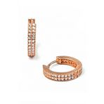 Çift Sıra Arkası Önü Zirkon Taşlı Gümüş Rose Halka Cift Küpe 1.4cm