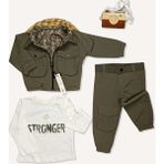 Çift Taraf Giyilebilen Ceket-Kargo Pantolon-Sweat 3’lü Takım - Haki - 2 Yaş