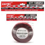 Çift Taraflı Bant 20 Mm X 10 Mt Şeffaf Silikonlu
