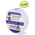 Çift Taraflı Bant Köpük Bant 38MM x 2mt 6 Adet Çerçeve Tablo Halı Yapıştırma Bandı Iç ve Dış Mekan Süper Güçlü Köpük Bant - Beyaz - 2 metre