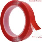 Çift Taraflı Bant Şeffaf Silikonlu Su Geçirmez Akrilik Montaj Bandı (5 M x 10 Mm)