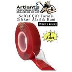 Cift Tarafli Bant Silikonlu Super Guclu Civisiz Montaj Bandi 3 Adet 18Mm X 2 Metre Extra Yuksek Mukavemetli