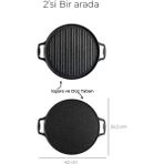 Çift Taraflı Çift Kulplu Döküm Tava Ister Izgara Ister Gözleme - Siyah