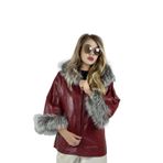 Çift Taraflı Giyilebilir Kadın Deri Mont 340 Model (Kırmızı, 4XL)