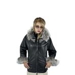 Çift Taraflı Giyilebilir Kadın Deri Mont 340 Model (Siyah, 8XL)